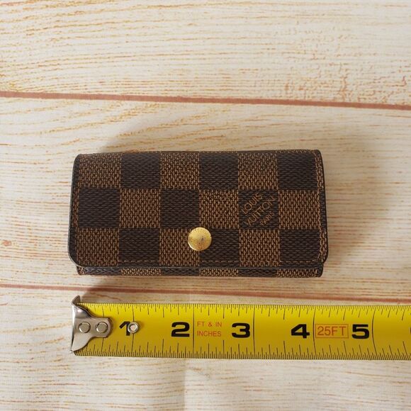 Authentic Louis Vuitton Damier Ebene 4 Key Holder Brown Unisex Designer Luxury - Picture 13 of 16